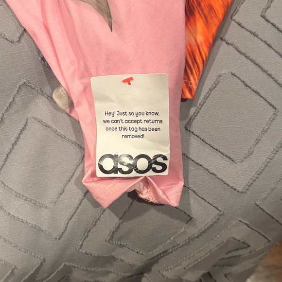 ASOS Pink/Green/Red Floral Long Sleeve Dress - Picture 2 of 3